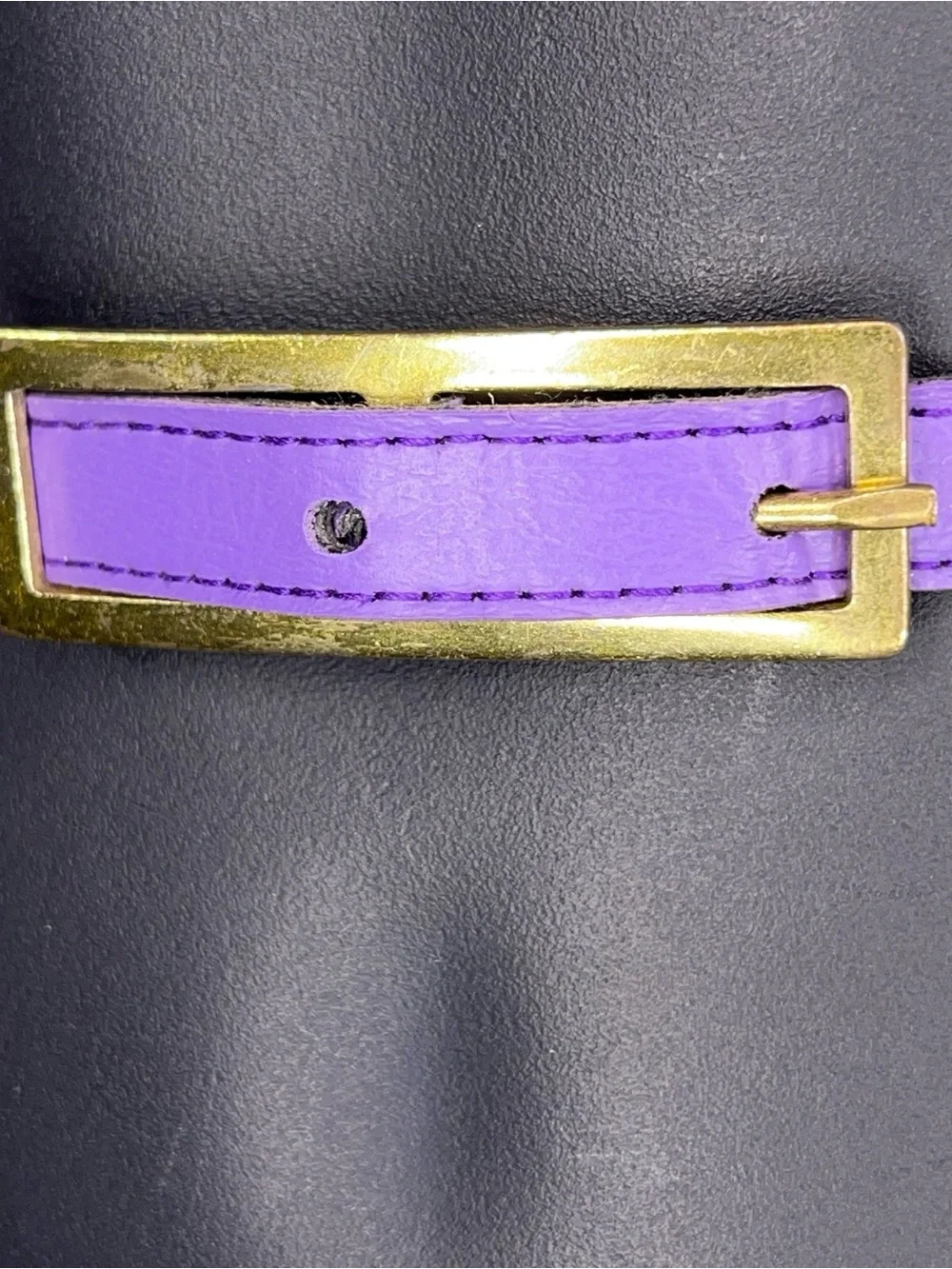 Vintage 70s Era Purple Faux Leather 28 Inch Length Belt Slim Style Retro